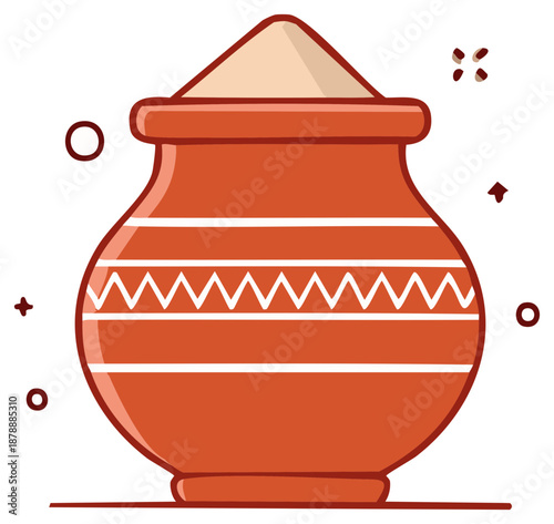 Traditional Indian clay pot or matka for a Hindu festival celebration vector illustration