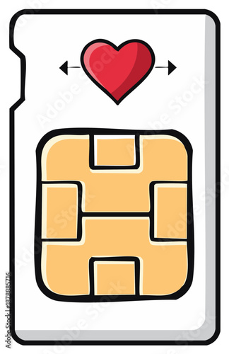 Love Connection: SIM Card with Heart Symbolizing Communication Technology