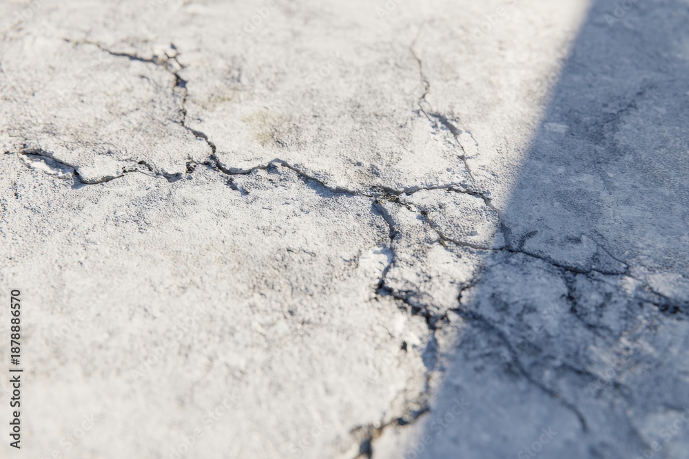 Obraz premium Cracked surface showing details of aging concrete in a sunlit outdoor space