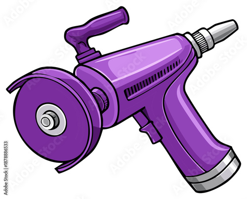 Vibrant purple electric angle grinder power tool cartoon vector illustration