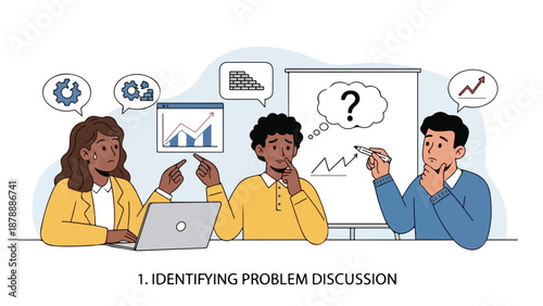 Business Team Brainstorming Problem Solving Discussion Illustration