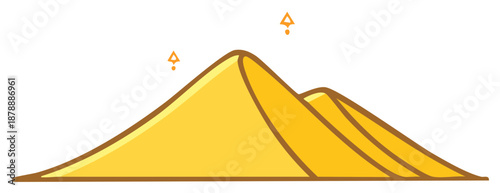Stylized cartoon illustration of golden sand dunes in a desert landscape