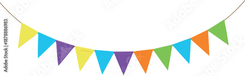 Colorful triangular bunting banner vector illustration with hanging party flags isolated on a white background 2
