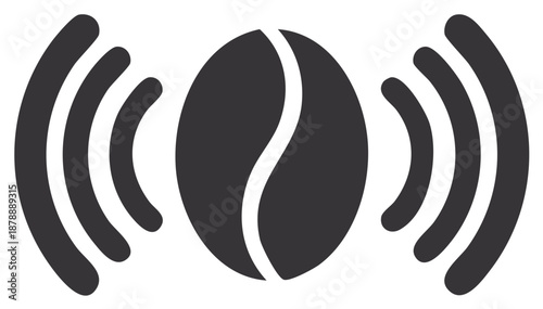 Coffee bean icon with radio waves illustration