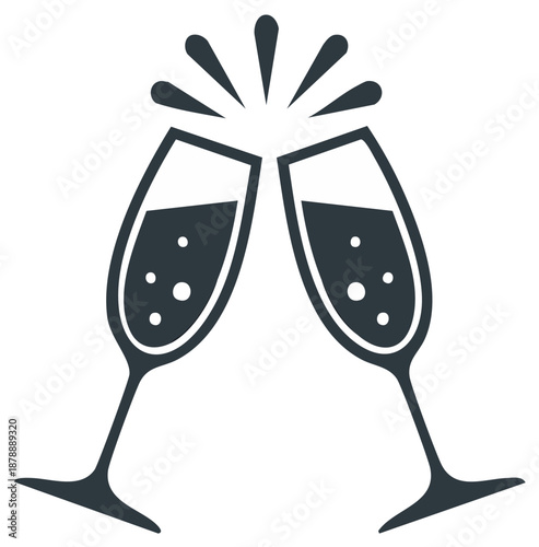 Champagne glasses clinking together to celebrate a special occasion with bubbles.