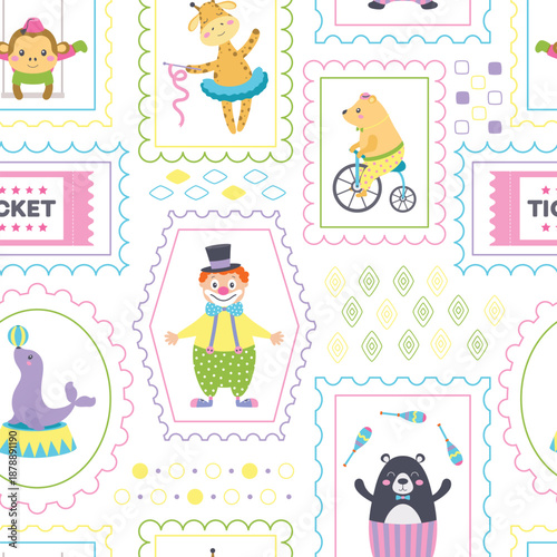 cute circus seamless pattern