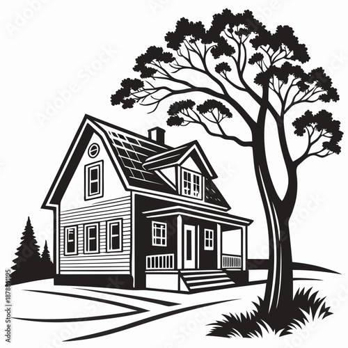 Sustainable home with solar panels