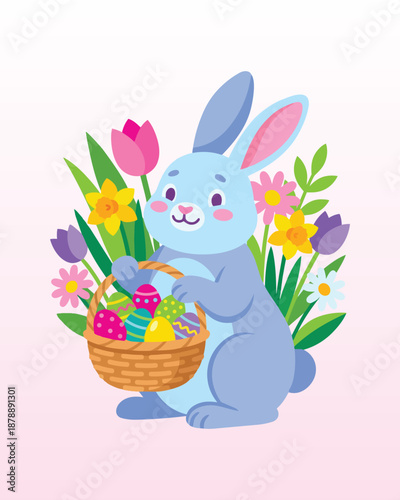 Happy Easter Modern Flat Vector Illustration for Spring Celebration