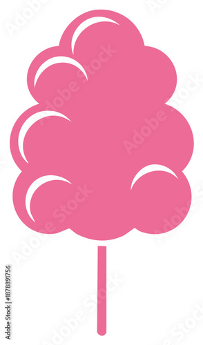 Stylized Pink Cotton Candy Illustration on a Stick with Sweet Treat Appeal