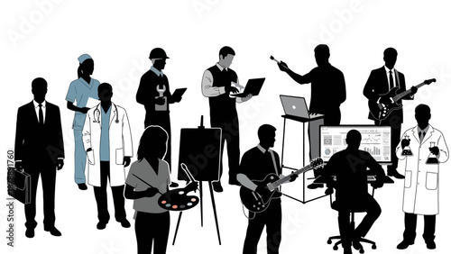 Diverse Career Professionals Illustrative Group Flat Design Vector Illustration
