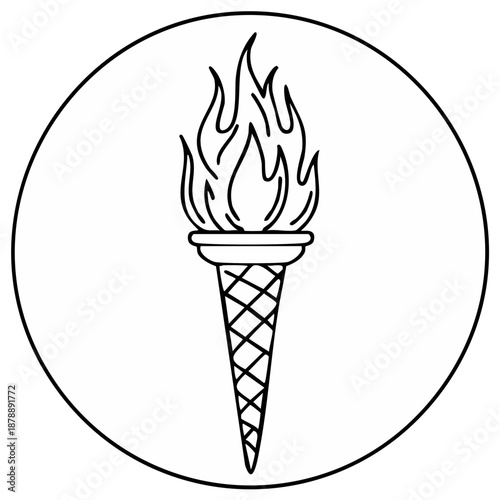 Burning torch symbol inside a circle