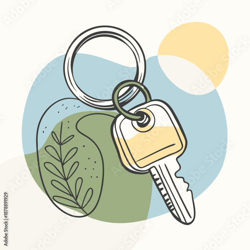 Key with leaf keychain