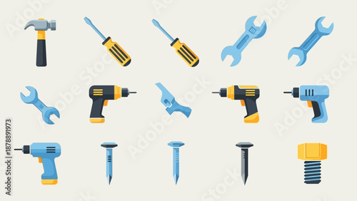 Set of Various Tools and Equipment.