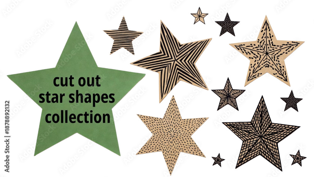 Obraz premium Green Star with Star Shapes Collection vector illustration