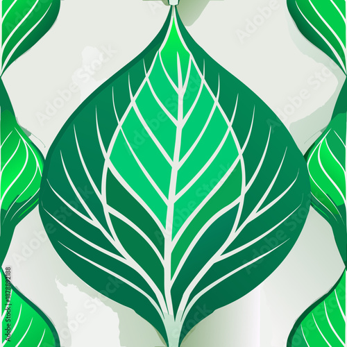 Abstract green leaves pattern