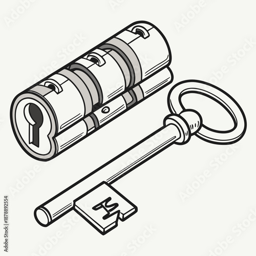 Key and lock illustration
