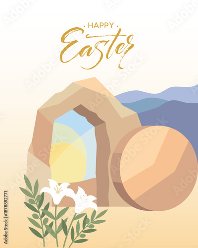 Happy Easter Modern Flat Vector Illustration for Spring Celebration