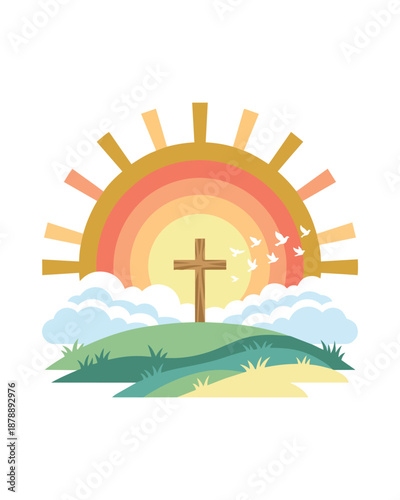 Happy Easter Modern Flat Vector Illustration for Spring Celebration
