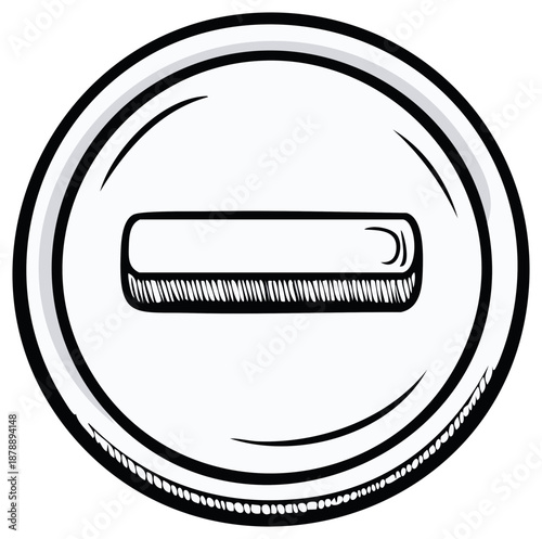 Stylized Minus Symbol Icon Hand Drawn Sketch