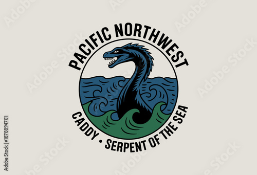 Legendary Caddy of the Pacific Northwest Surrounded by Waves in Bold Graphic Design