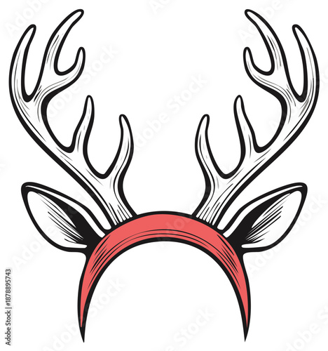 Illustration of reindeer antler headband isolated for Christmas or holiday events