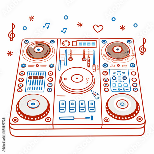 Illustrated dj mixing console