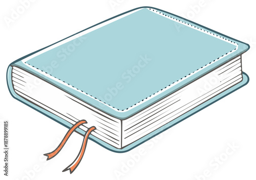 Illustration of a Hardcover Book with Bookmark for Reading and Learning Concepts