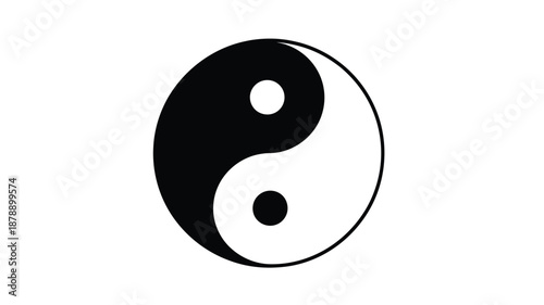 A classic yin and yang symbol featuring black and white swirling forms