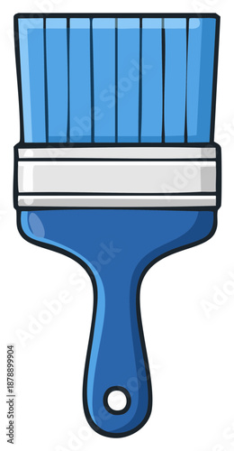 Blue paint brush for house painting or art projects with soft bristles for applying color neatly and evenly.