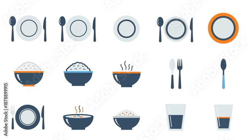 Tableware and Cutlery Set Illustration Collection.