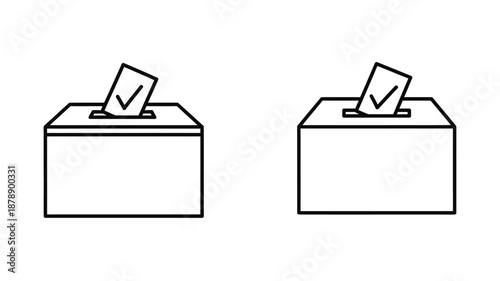 Two ballot boxes with checks indicate voting and election participation