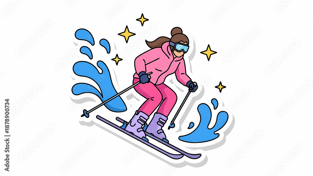 Obraz premium スキーヤーが軽快に滑る