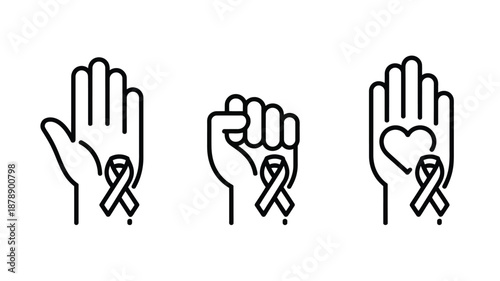 Hands showing support with ribbons Vector