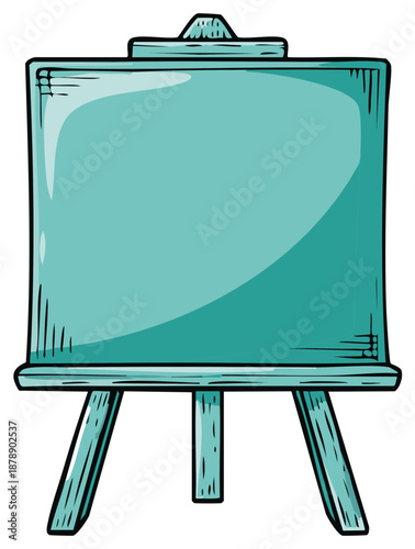 Turquoise Easel Illustration on White Background for Art Supplies and Creativity