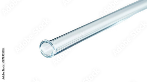 Single Clear Glass Tube Isolated on White Background