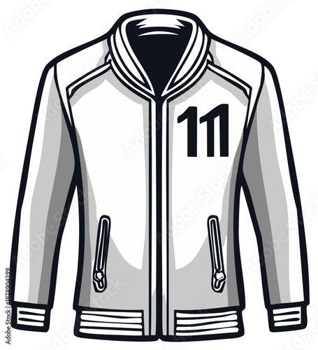 Varsity Jacket Illustration with Number Eleven on Front