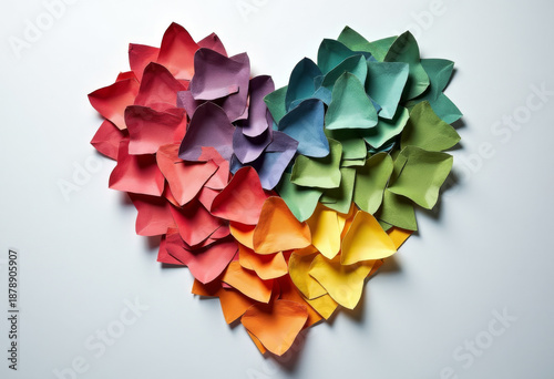Heart shape made of recycled paper pieces, sustainability concept