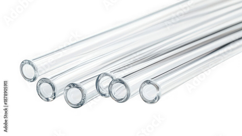 Clear Glass Tubes Isolated on White Background