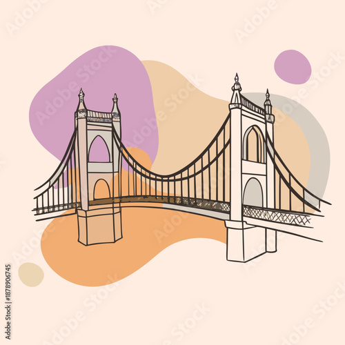 Illustrated suspension bridge