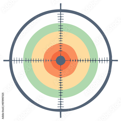 Graphic Crosshair Focus Illustration with Circular Rings and Color Gradient
