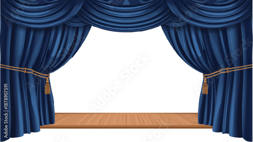 blue curtain with spotlight