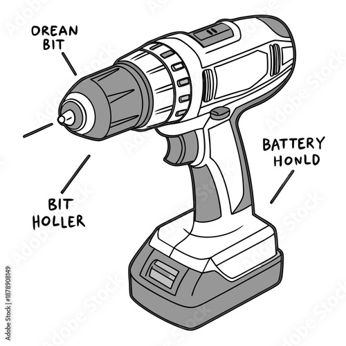 Diagram of a cordless drill