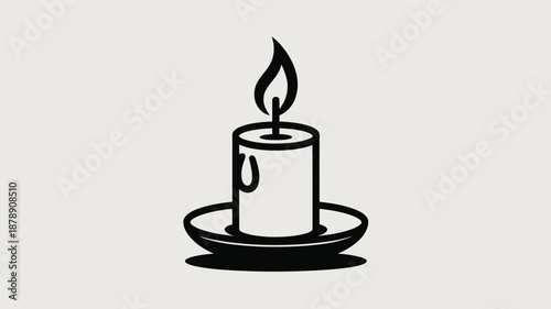 Illuminated candle on holder Vector