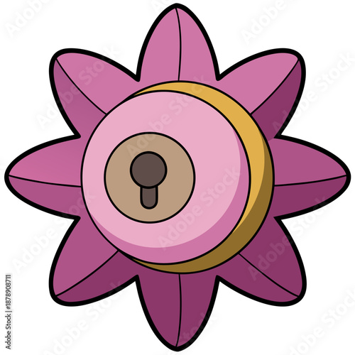 Purple flower with keyhole