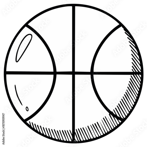 Hand Drawn Sketch of a Basketball Ball with Textured Panels