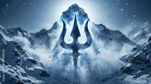 Epic Lord Shiva Trishula Appears on Mount Kailash Winter Scene