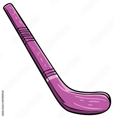 Colorful pink hockey stick isolated sports equipment game accessory cartoon illustration