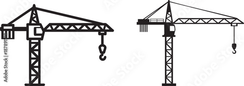Tower Crane Silhouette Icon for Construction Projects

