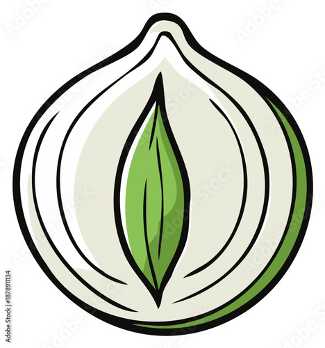 Sliced Onion with green sprout vector illustration food ingredient fresh vegetable