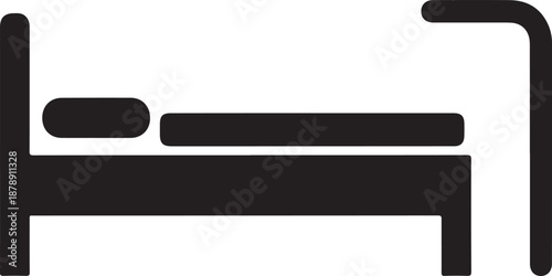 Black and white of a bed with a pillow bedroom